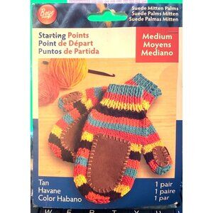 Boye Crocheted Mittens Suede Palms & Thumb For Medium Hands Vibrant Multicolor